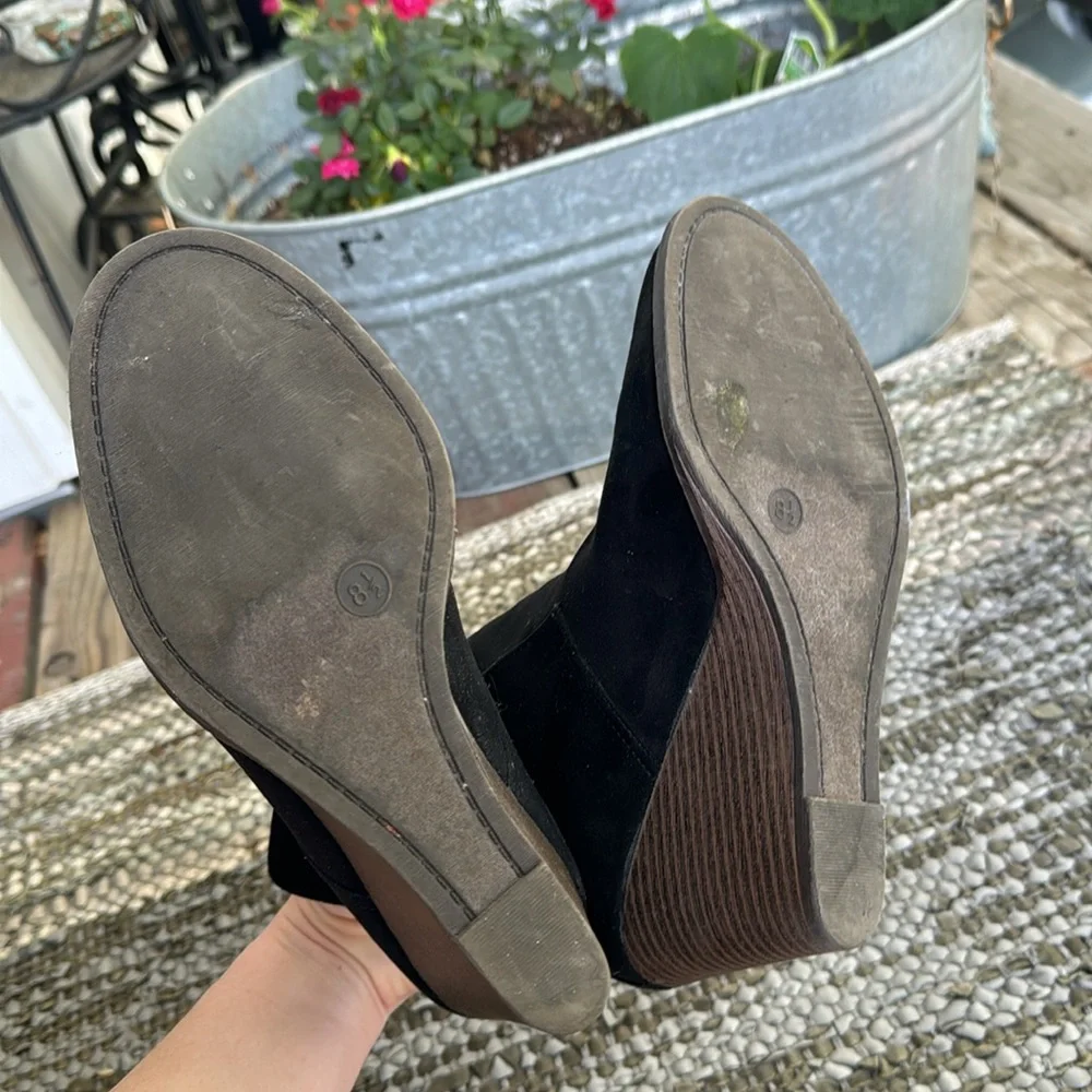 Merona Black Suede Ankle Boot Wedges